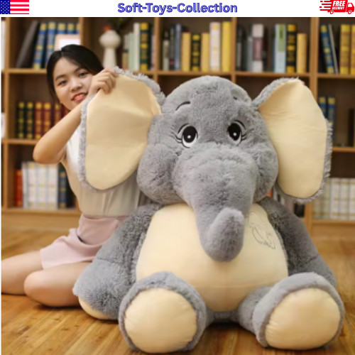 Giant Elephant Plush Toy Soft Stuffed Animal Kids Gift Gray