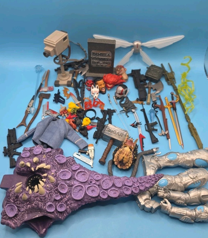Marvel Legends DC & NECA Parts Acessories Lot Mr Freeze Guns Swords Hands Heads