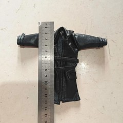 1/12 Scale Sodier Wired Black Faux Leather Trench Coat Model for 6″ Fi…