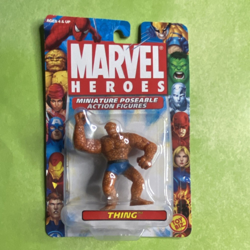 Toy Biz Marvel Heroes Thing Miniature Poseable Action Figure Orange Blue