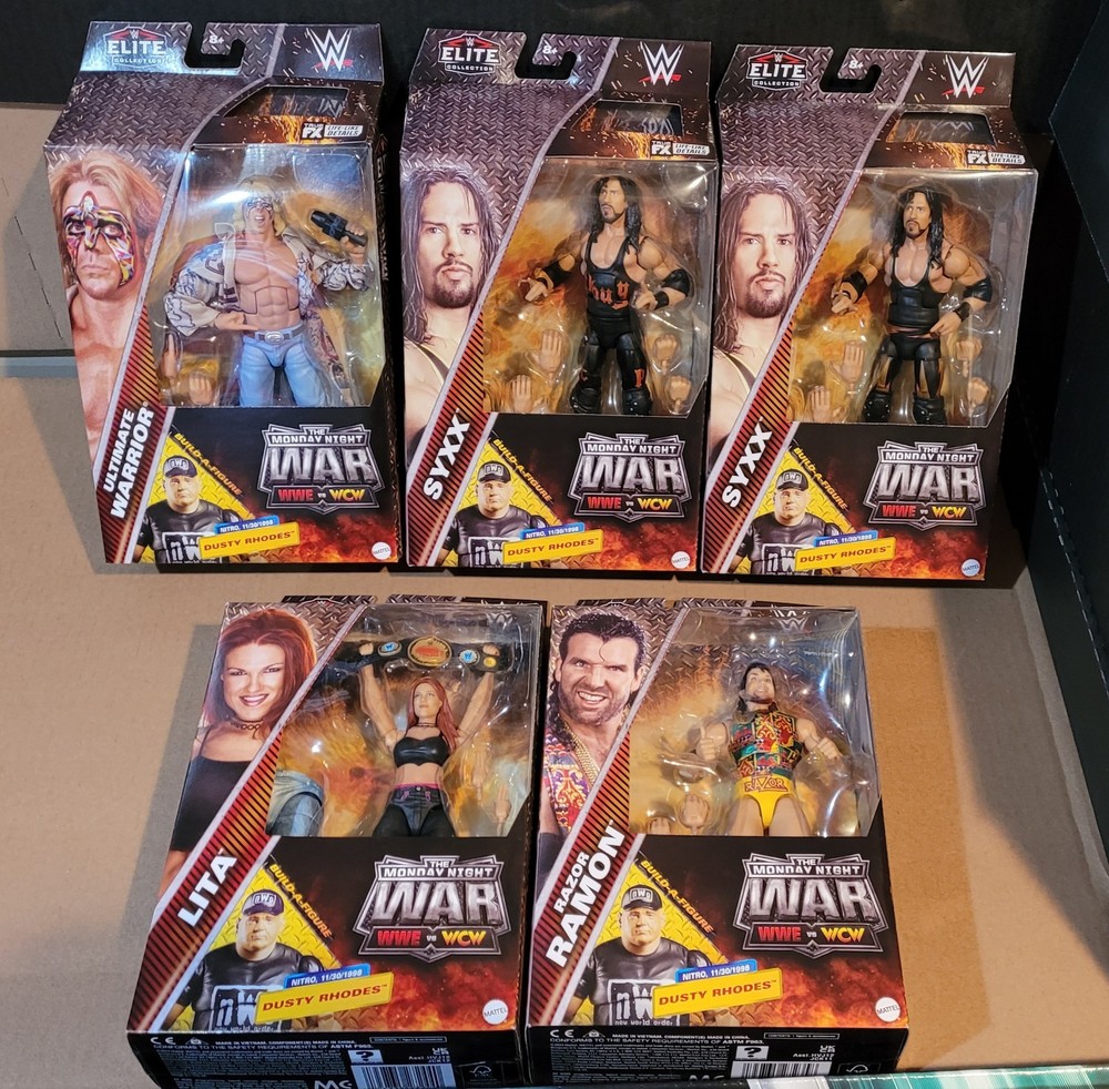 WWE ELITE MONDAY NIGHT WARS SERIES 5 SYXX, SYXX CHASE, RAZOR, WARRIOR, LITA BAF