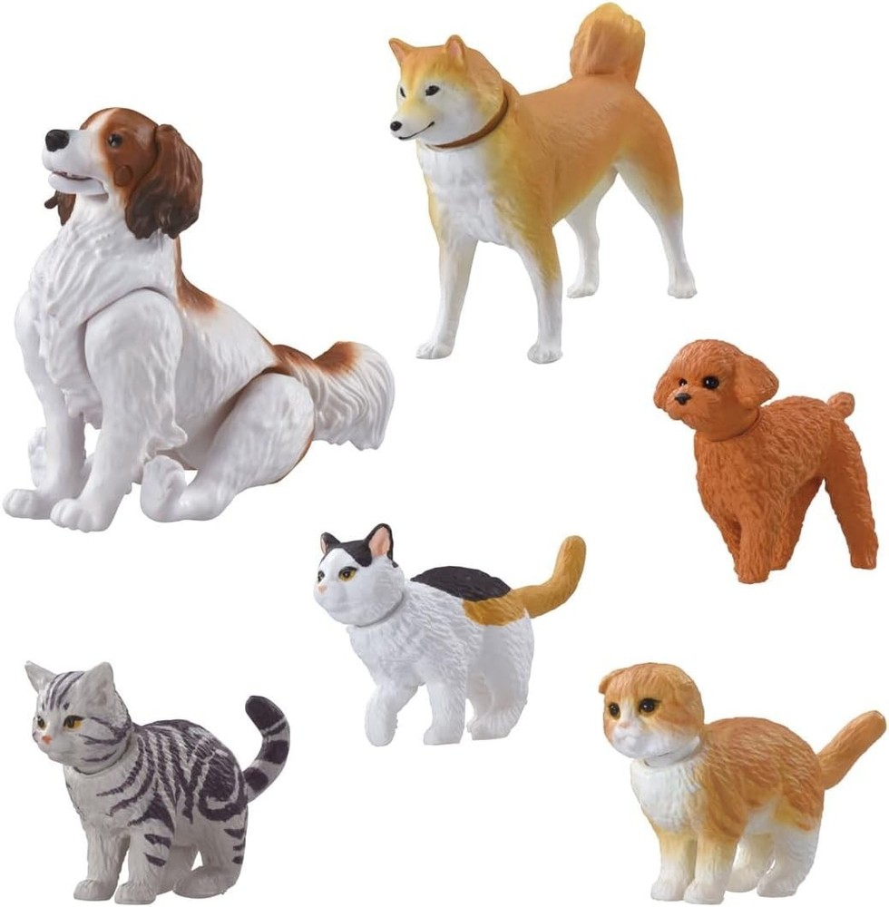 Takara Tomy Animal Set Dog and Cat Action Mini Figures Model Cute Toys