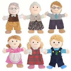 Family Hand Puppet Set Dad Mom Brother Sister Soft Plush Learning Baby Toy Gifts