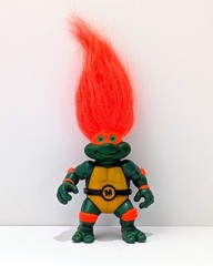 TMNT 1993 Ninja Turtle Troll Mike Michaelangelo w/ pick+dagger+belt no nunchakus