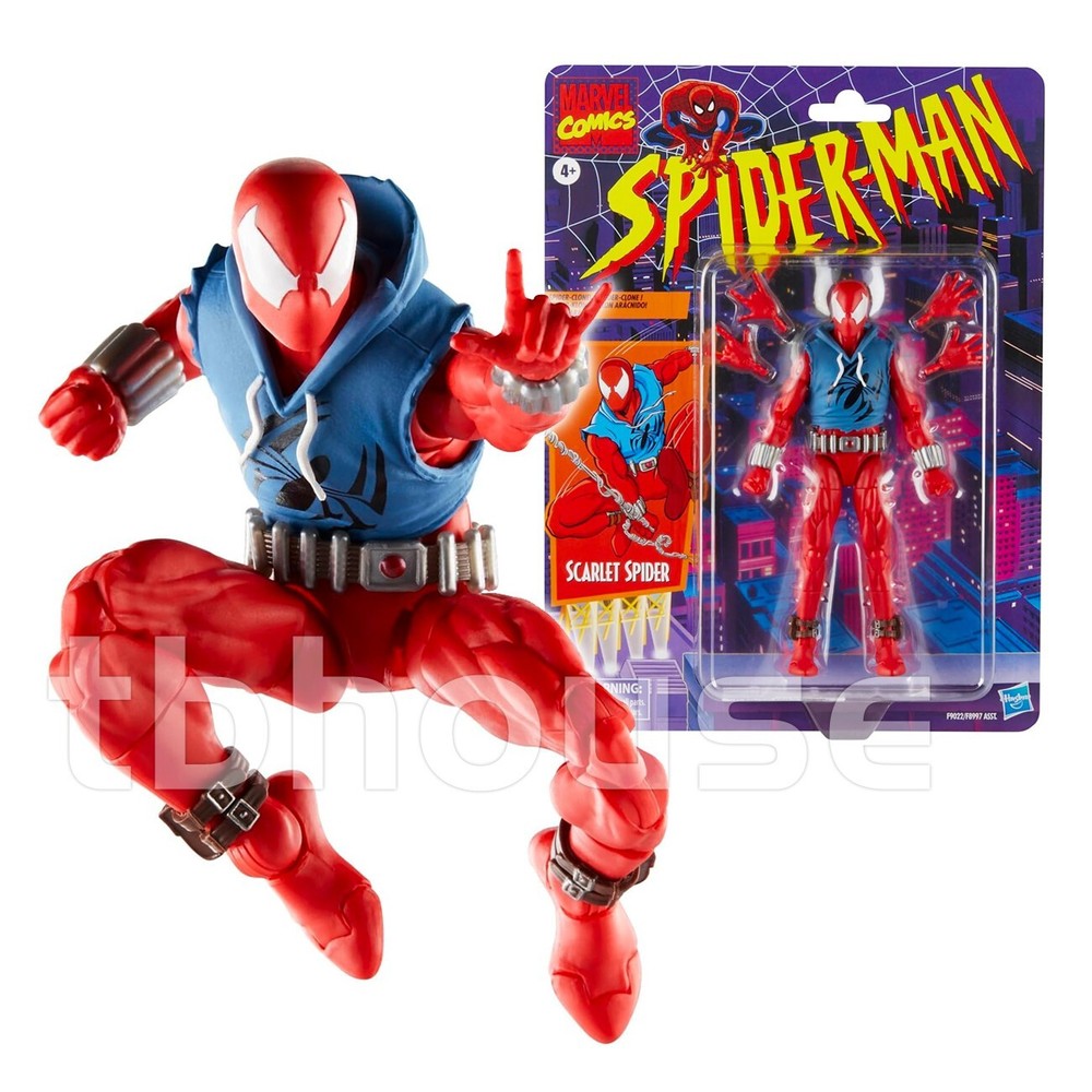 6″ SCARLET SPIDER figure SPIDER-MAN clone MARVEL LEGENDS ben reilly RETRO CARD