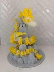 3D Printed Articulated Dragon 24in Glow In The Dark Yellow / White Dual Color