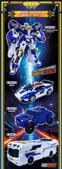 Metal Cardbot S Blue Cop Trinity GigantRex Transforming Robot Figure Set Toy