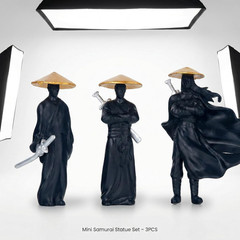 3Pcs Mini Statue Samurai Figure Statue Action Figure Set – Japanese Bushido Resi