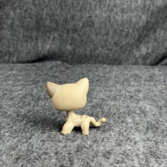 Littlest Pet Shop Beige Grey Cat #468 Figure Hasbro Blue Eyes 2004 LPS Toy