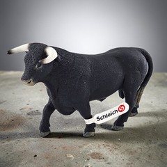 Schleich Black Bull Stepping Toy Figure Horned Farm Cattle Spanish Diorama 13875
