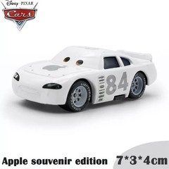 2PCS Disney Pixar Cars White Apple Mack Hauler Truck+Car 1:55 Diecast Toys Gifts