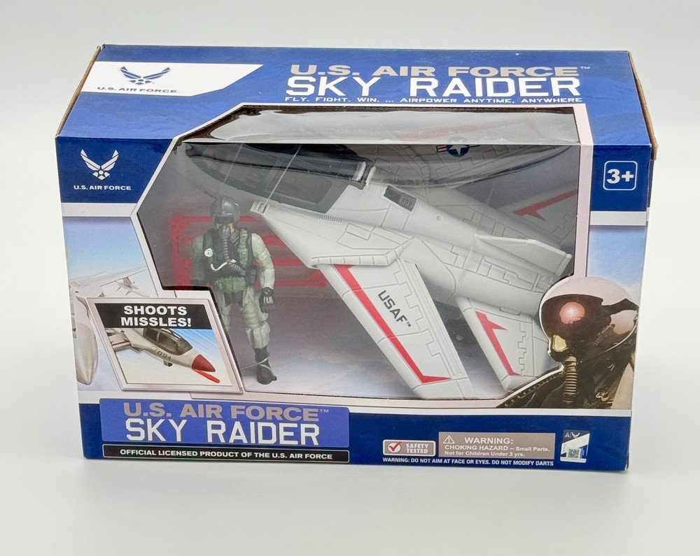 U.S. Air Force Sky Raider Jet Toy w Pilot Figure Missiles Brooklyn Lollipops
