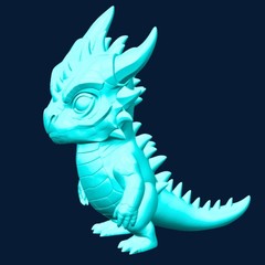 Frostbound Whelp Baby Dragon 3D Printed Figurine Wingless Ice Drake PLA
