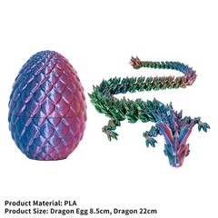 3D Printed Dragon Egg with Dragon Full Articulated Dragon Modle JQ