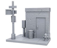Street Corner Diorama Backdrop Brick Wall 1:12 1:18 3D Printed 6 or 4 Inch