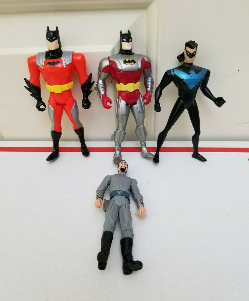 Lot of 3 Vintage Batman Action Figures Kenner Red Silver Animated Series TV