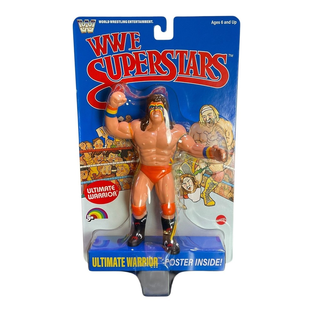 WWE Superstars Ultimate Warrior Action Figure Mattel Retro Series Poster Blue