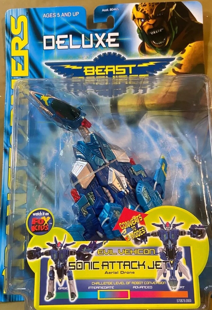 TRANSFORMERS BEAST MACHINES DELUXE SONIC ATTACK JET HASBRO -2000 NIB