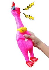 Set of 3 Rubber Chicken Toys – Squeaky fun screaming 12.5 inch – Fun design