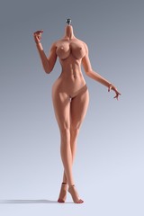 YM507 1/6 Female Body Muscle Flexible Seamless Silicone Large Breast 12″ Figure