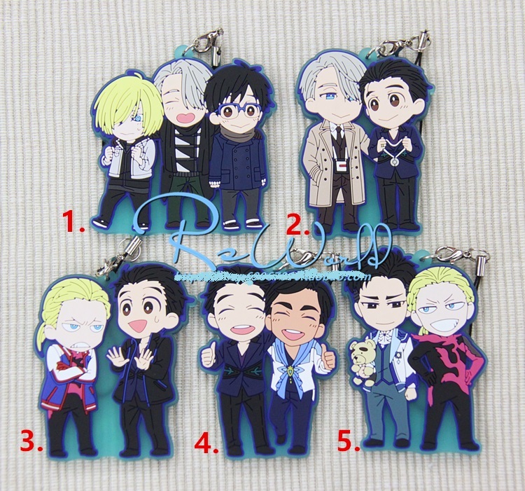 Japan Anime Yuri on Ice Rubber Strap Charm Keychain Couple Pendant Gift NEW