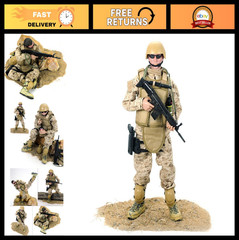 12″ Realistic Army Soldier Action Figure Model Set with Weapons & Accessories –