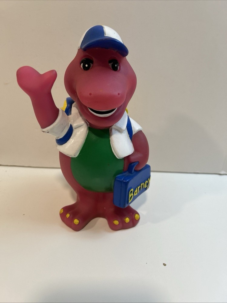 Vtg 1992 Lyons Group 7″ Barney Purple Dinosaur Coin Piggy Bank Back to School