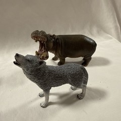 Schleich Animal Figures Lot Of 4 Bear Wolf Hippo Raccoon