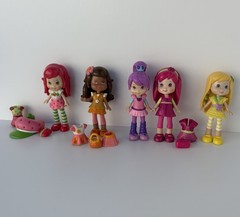 Near Complete Set 5 Strawberry Shortcake Dolls 3” Lemon Orange Raspberry Plum