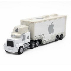 2PCS Disney Pixar Cars White Apple Mack Hauler Truck+Car 1:55 Diecast Toys Gifts