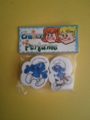 Vintage Smurfs Eraser Twin Pack 1980s NOS