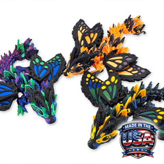 Lot 3 Baby Fae Wolf Dragon Toys Articulated 3D Printed Fantasy Fidget Pets- 8.5″
