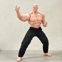 MO-WE-CGPT-BK: Black Cargo Pants w/ belt for Muff Toys 7″ Adam Muscular Body