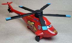 Disney Pixar Cars 2 WGP Lightning McQueen Helicopter Diecast 1:55 FC Team #95
