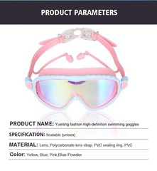 Kids Swimming Goggles (3-15 Years) – Big Frame HD View, Anti-Fog, No-Leak