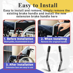 2 PCS Wheelchair Brake Extenders, 8.3 Inch Black