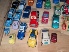 Disney Pixar Cars Die-Cast Model Lot of 34 + 11 Plastic + Carrying Case Mattel