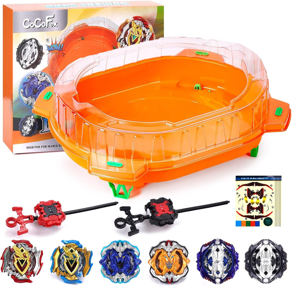 Stadium Arena Set, 6 Burst Battling Tops & 2 Launchers, Battle Toy Ages 6+ | Ant