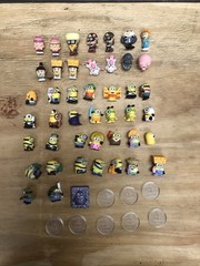 Despicable Me Mineez toy Lot 45 Figures 8 Stands 1 Metal Tin