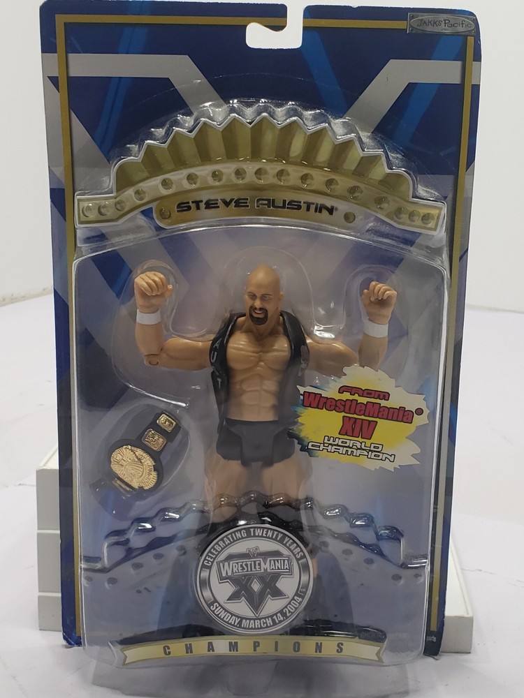 2004 WWE WrestleMania XX Champions Steve Austin Action Figure Jakks Pacific