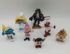 Vtg PVC Figures Smurfs, Pound Puppies, Disney Lot of 7 mixed