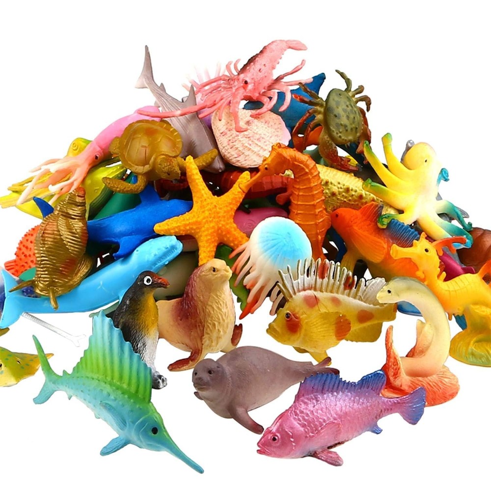 Ocean Sea Animal, 52 Pack Assorted Mini Vinyl Plastic Animal Toy Set, Realist…