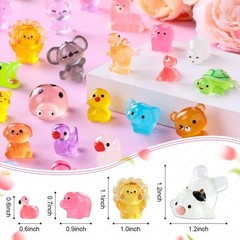 60PCS Miniature Resin Animals – Luminous Party Favors & Garden Accents