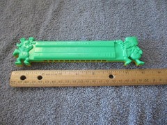 1975 Plastic Green/Yellow Toy Harmonica Have No Fear Underdog Is Here Lednardo