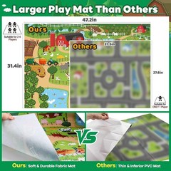 Large Play Mat with Farm Animal Toys Farm Truck Worker Figures Toy for Toddlers