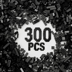 300Pcs Building Brick Bulk, White Bulk Bricks with 5 Sizes, Compatible with Lego