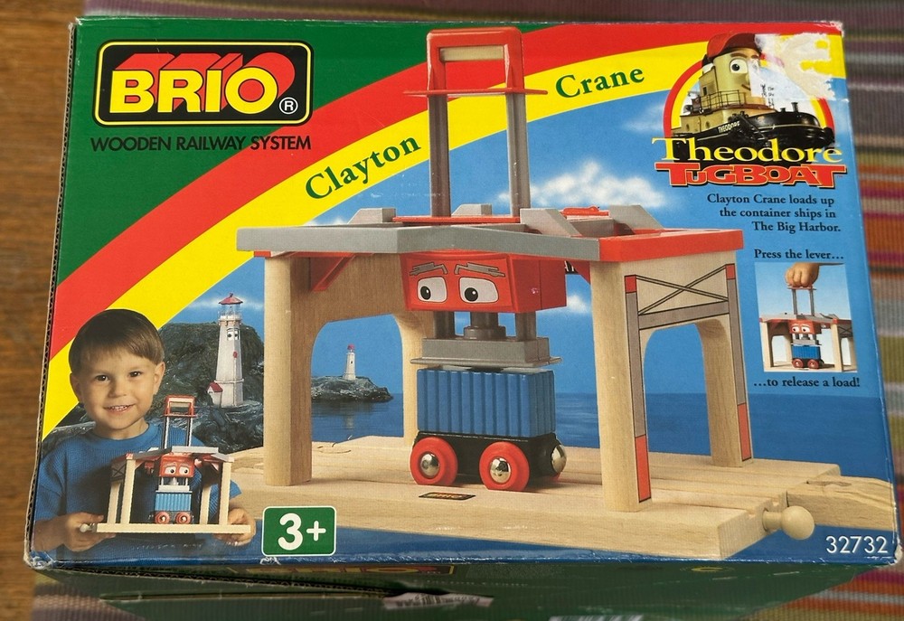 32732 BRIO Wooden Train Theodore Tugboat Clayton the Crane!Mint Open Box! Thomas