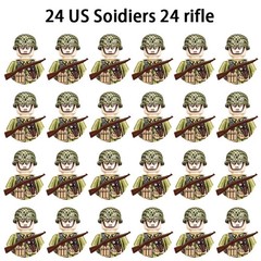 WWII Military Figure Playset Soldiers Weapons Sandbags Toy Set