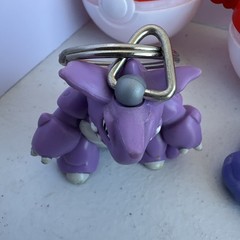 Lot of 2 1999 Burger King Pokemon Nidoking MUK Keychain Figures W/ Pokeball VTG