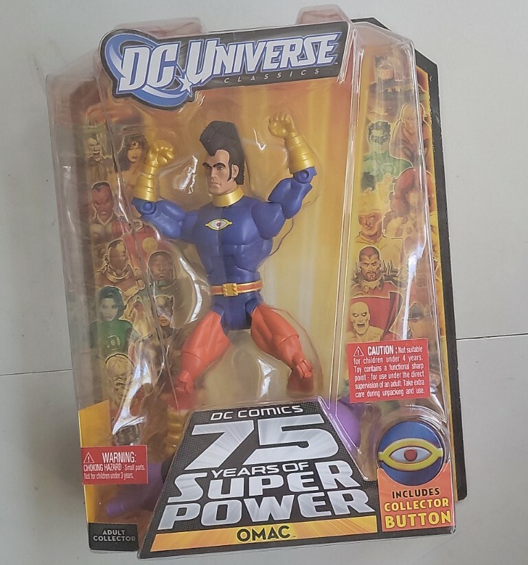 NEW DC UNIVERSE 6 INCH OMAC FIGURE SERIES 15! 75 YEARS W COLLECTOR BUTTON! A192